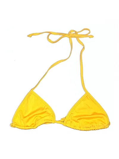 Pre-owned Unbranded Swimsuit Top Yellow Solid Pattern Swimwear
