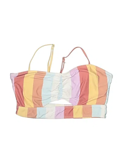 Pre-owned Unbranded Swimsuit Top Yellow Stripes Pattern Swimwear