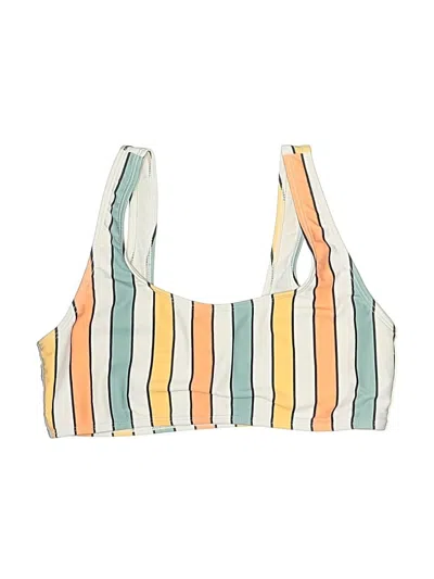Pre-owned Unbranded Swimsuit Top Yellow Stripes Pattern Swimwear