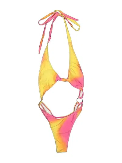 Pre-owned Unbranded Swimsuit Top Yellow Tie-dye Pattern Swimwear