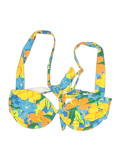 Pre-owned Unbranded Swimsuit Top Yellow Tropical Pattern Swimwear
