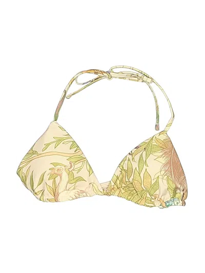 Pre-owned Unbranded Swimsuit Top Yellow Tropical Pattern Swimwear