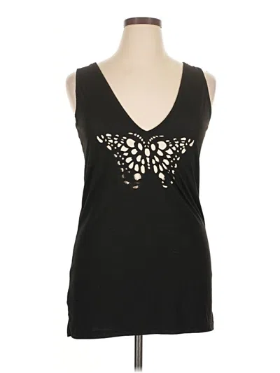 Pre-owned Unbranded Tank Top Black Plunge Neckline Tops
