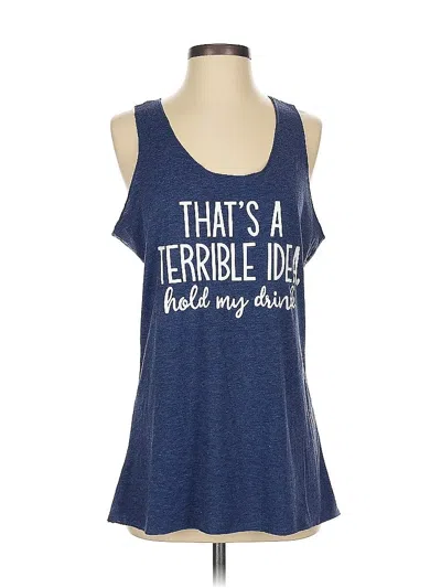 Pre-owned Unbranded Tank Top Blue Cold Shoulder Neckline Tops