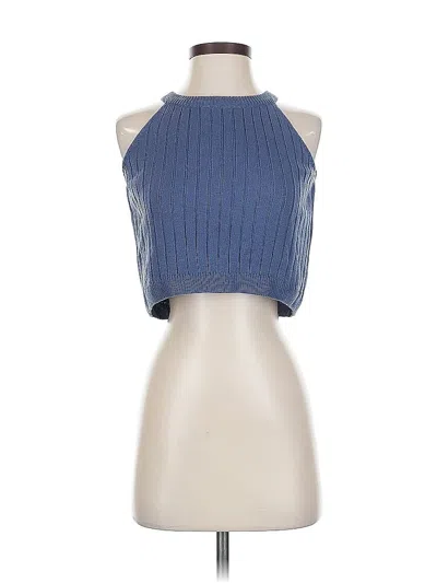 Pre-owned Unbranded Tank Top Blue Halter Neckline Tops