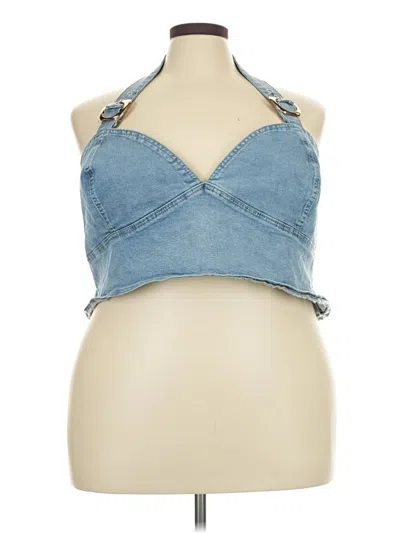 Pre-owned Unbranded Tank Top Blue Halter Neckline Tops