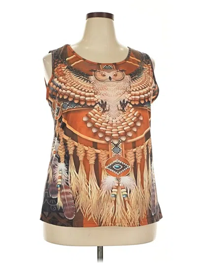 Pre-owned Unbranded Tank Top Brown Halter Neckline Tops