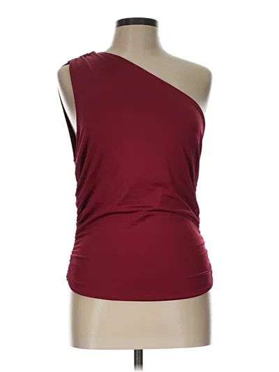 Pre-owned Unbranded Tank Top Burgundy One Shoulder Neckline Tops