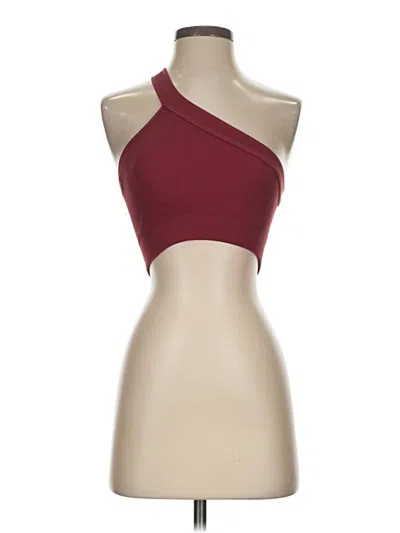 Pre-owned Unbranded Tank Top Burgundy One Shoulder Neckline Tops