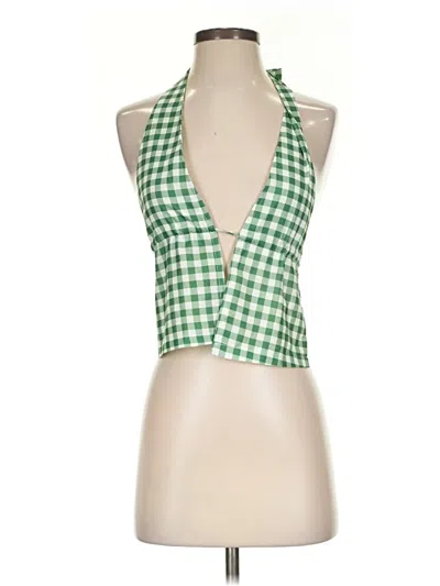 Pre-owned Unbranded Tank Top Green Halter Neckline Tops