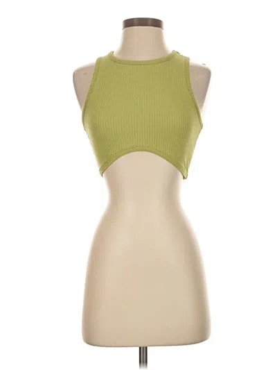 Pre-owned Unbranded Tank Top Green Halter Neckline Tops