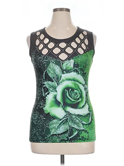 Pre-owned Unbranded Tank Top Green Halter Neckline Tops
