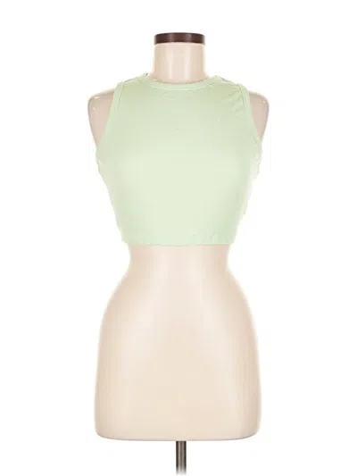 Pre-owned Unbranded Tank Top Green Solid Pattern High Neck Tops