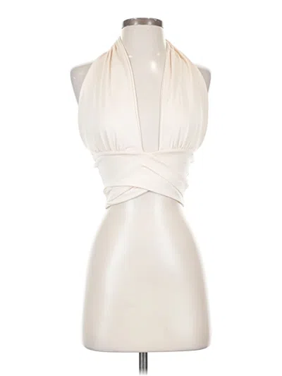 Pre-owned Unbranded Tank Top Ivory Halter Neckline Tops