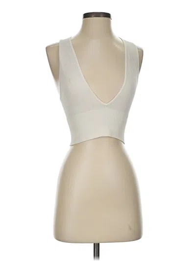Pre-owned Unbranded Tank Top Ivory Plunge Neckline Tops In White