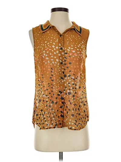 Pre-owned Unbranded Tank Top Orange Collared Neckline Tops