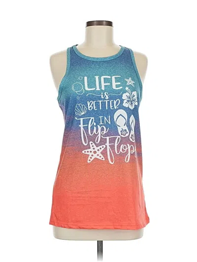 Pre-owned Unbranded Tank Top Orange Halter Neckline Tops