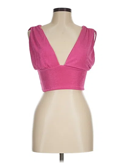 Pre-owned Unbranded Tank Top Pink Plunge Neckline Tops
