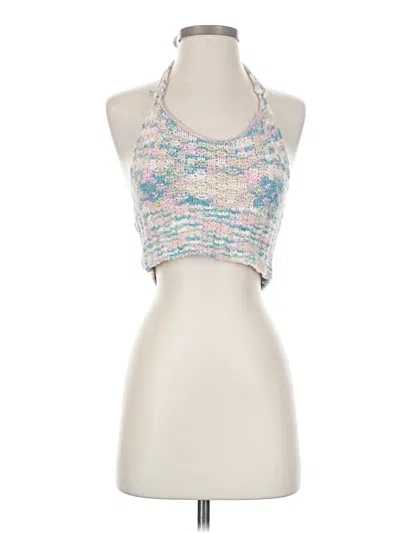 Pre-owned Unbranded Tank Top Silver Halter Neckline Tops