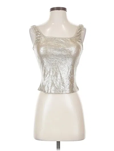 Pre-owned Unbranded Tank Top Silver Metallic Pattern Strapless Neckline Tops