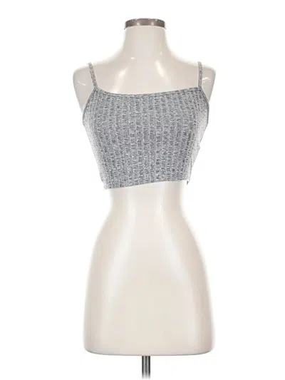 Pre-owned Unbranded Tank Top Silver Stripes Pattern Square Neckline Tops
