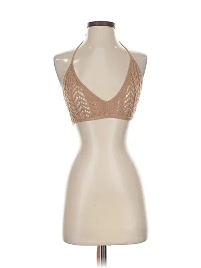 Pre-owned Unbranded Tank Top Tan Halter Neckline Tops In Brown