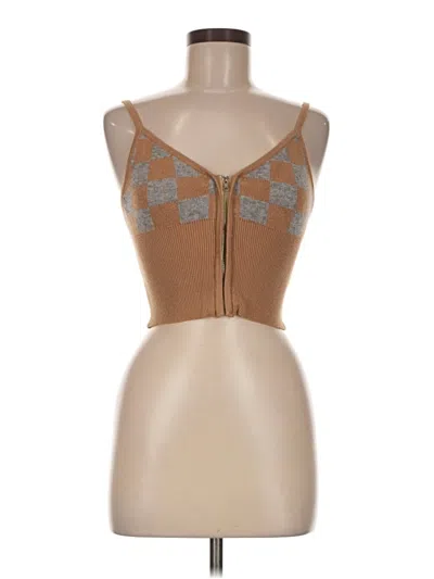 Pre-owned Unbranded Tank Top Tan Strapless Neckline Tops