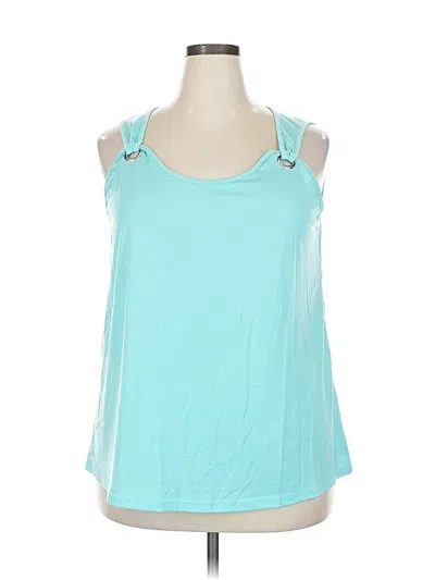 Pre-owned Unbranded Tank Top Teal Cold Shoulder Neckline Tops In Blue