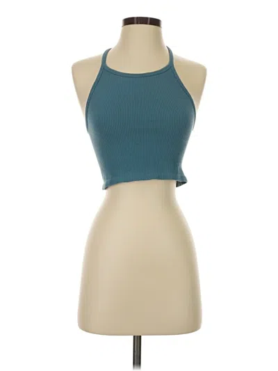 Pre-owned Unbranded Tank Top Teal Halter Neckline Tops