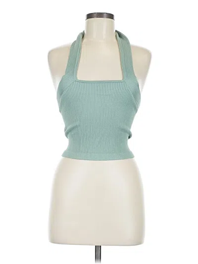 Pre-owned Unbranded Tank Top Teal Halter Neckline Tops In Blue