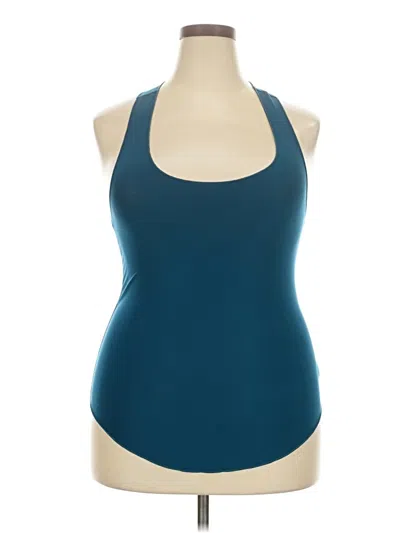 Pre-owned Unbranded Tank Top Teal Halter Neckline Tops In Blue