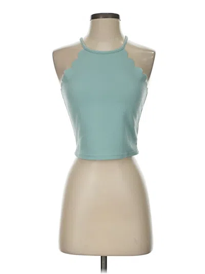 Pre-owned Unbranded Tank Top Teal Halter Neckline Tops In Blue