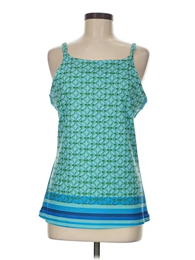 Pre-owned Unbranded Tank Top Teal Square Neckline Tops In Blue