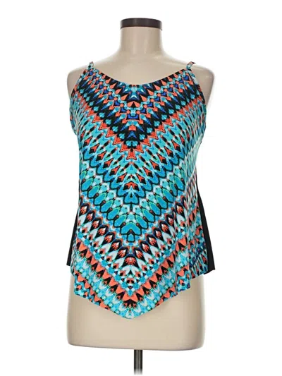 Pre-owned Unbranded Tank Top Teal Strapless Neckline Tops In Blue