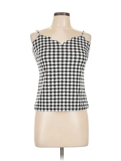 Pre-owned Unbranded Tank Top White Checkered/gingham Pattern Strapless Neckline Tops
