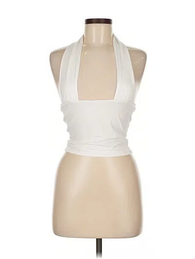 Pre-owned Unbranded Tank Top White Halter Neckline Tops