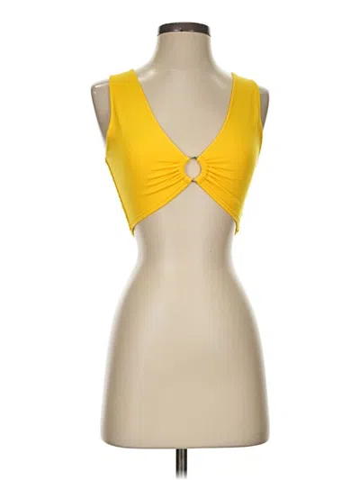 Pre-owned Unbranded Tank Top Yellow Plunge Neckline Tops