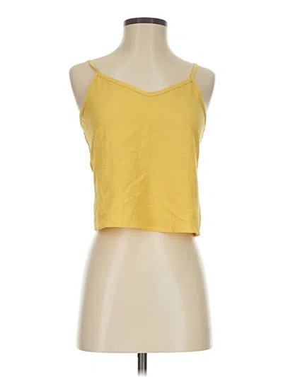 Pre-owned Unbranded Tank Top Yellow Solid Pattern V Neck Tops