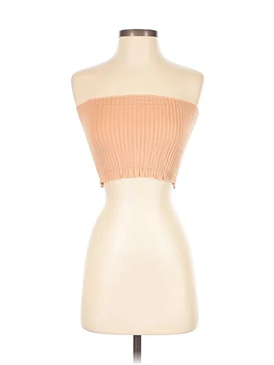 Unbranded Tube Top Tan Strapless Neckline Tops In Brown