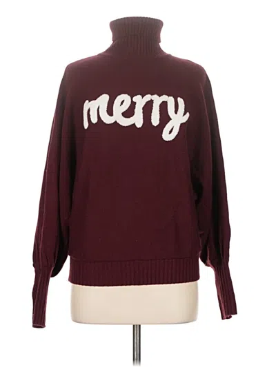 Pre-owned Unbranded Turtleneck Sweater In Burgundy