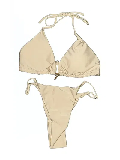 Pre-owned Unbranded Two Piece Swimsuit In Tan