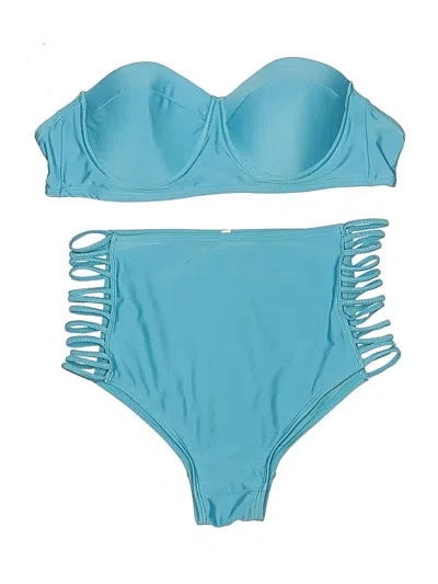 Pre-owned Unbranded Two Piece Swimsuit In Teal