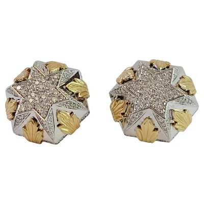 Pre-owned Unbranded Two Tone Men Cufflinks With Diamonds In Multi