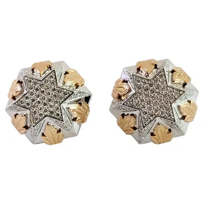 Pre-owned Unbranded Two Tone Men's Cufflinks With Diamonds In Multi