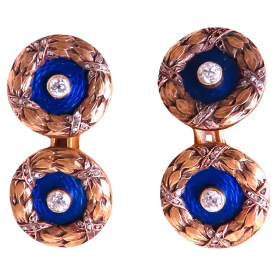 Pre-owned Unbranded Victorian Antique Enamel Cufflinks 14kt 12479 In Multi