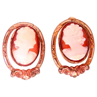 Pre-owned Unbranded Vintage Carved Cameo Madonna Earrings 14kt Gold 12621* In Multiple