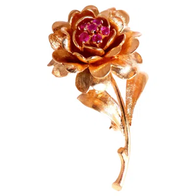 Pre-owned Unbranded Vintage Revisit 0.30ct Natural Ruby Diamond Brooch Pin 3d Still Life 12552 In Multi