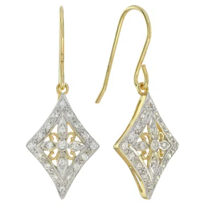 Pre-owned Unbranded Vintage Style Diamond Floral Diamond Filigree 14k Yellow Gold Fleur Earrings