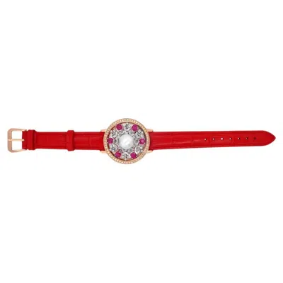 Pre-owned Unbranded White Shell Pearl Fancy Diamond Ruby White Diamond 18k Rose Bracelet