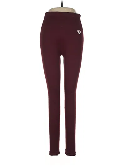 Pre-owned Unbranded Yoga Pants In Burgundy